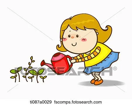 Colección de ilustraciones - un, niña, regar, el, pasto o césped ... Colección de ilustraciones - un, niña, regar, el, pasto o césped ...