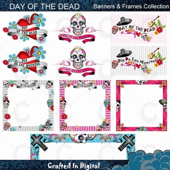 Colección de marcos y pancartas del Día de los Muertos - Etsy México