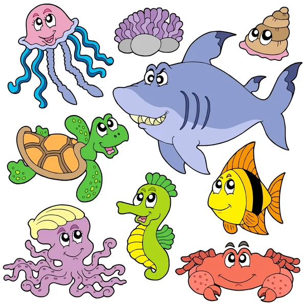 Colección de peces y animales de mar 2 — Vector stock © clairev ...