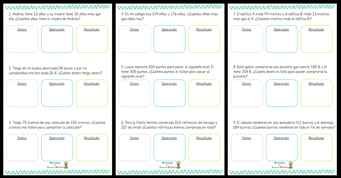 Colección de problemas matemáticos: Sumas y restas Colección de problemas matemáticos: Sumas y restas