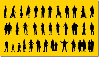Colección de siluetas de personas caminando