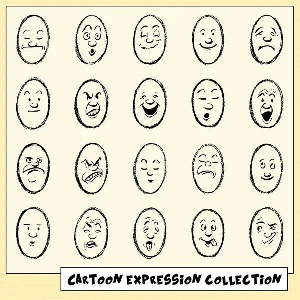 Colección de veinte expresiones de la cara de dibujos animados ... Colección de veinte expresiones de la cara de dibujos animados ...