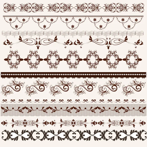 Colección de vintage fronteras caligráficas para diseño — Vector ...