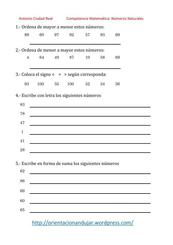 Coleccion de 500 actividades para trabajar los numeros naturales 0 ...