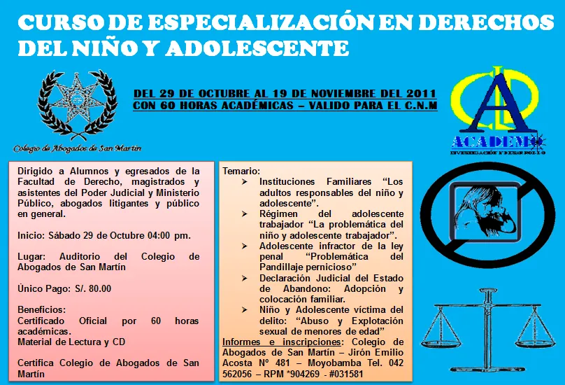 COLEGIO DE ABOGADOS DE SAN MARTIN: Curso de Especialización en ... COLEGIO DE ABOGADOS DE SAN MARTIN: Curso de Especialización en ...