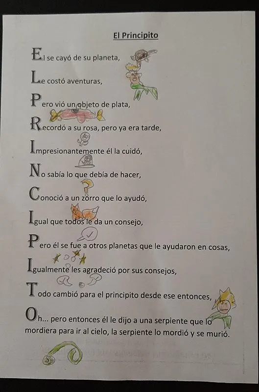 Colegio Peruano-Francés Antoine de Saint Exupéry – Acrósticos del  Principito y propuestas para representar a la Fiesta de la Música