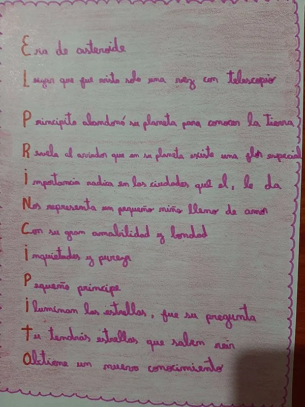 Colegio Peruano-Francés Antoine de Saint Exupéry – Acrósticos del  Principito y propuestas para representar a la Fiesta de la Música