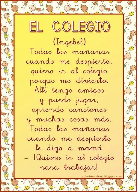 El colegio (poema) | POESÍAS, TRABALENGUAS, ACERTIJOS ... El colegio (poema) | POESÍAS, TRABALENGUAS, ACERTIJOS ...