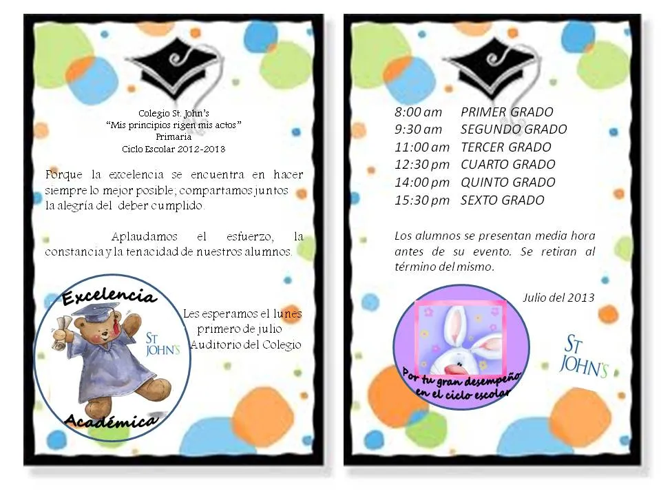 COLEGIO ST JOHN'S PRIMARIA: INVITACIÓN CLAUSURA DE CURSO 2012- COLEGIO ST JOHN'S PRIMARIA: INVITACIÓN CLAUSURA DE CURSO 2012-