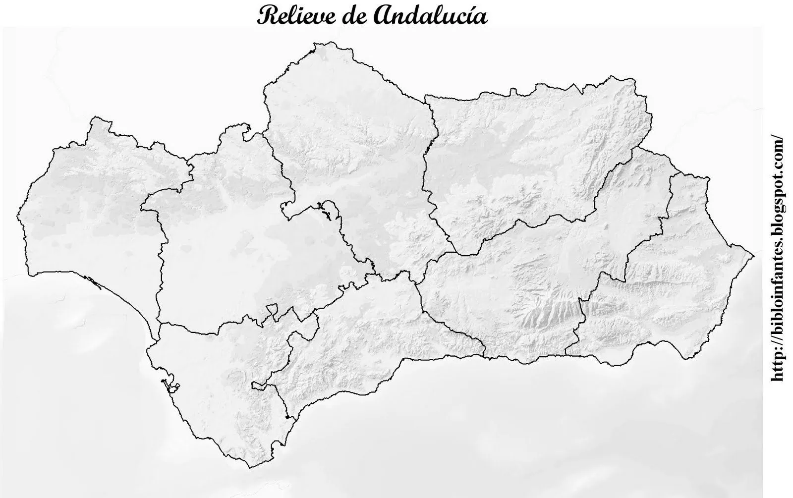 COLEQUINTO: Mapa mudo físico relieve de Andalucía