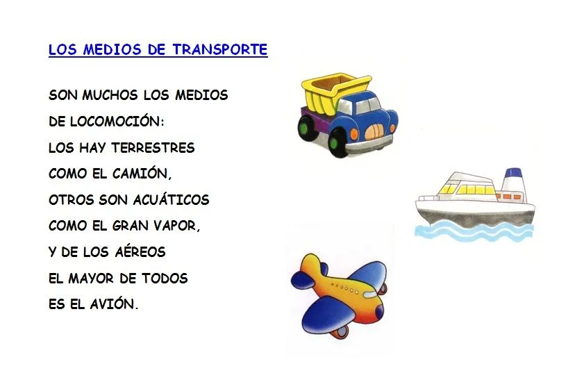 En clase con Rosa: Poesía "Los medios de transporte"