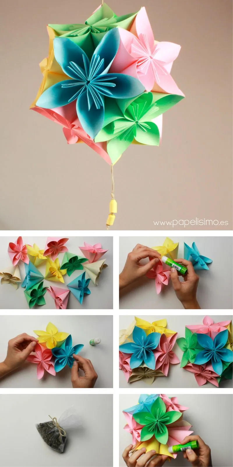 Cómo hacer colgante flores de papel | Papelisimo Cómo hacer colgante flores de papel | Papelisimo
