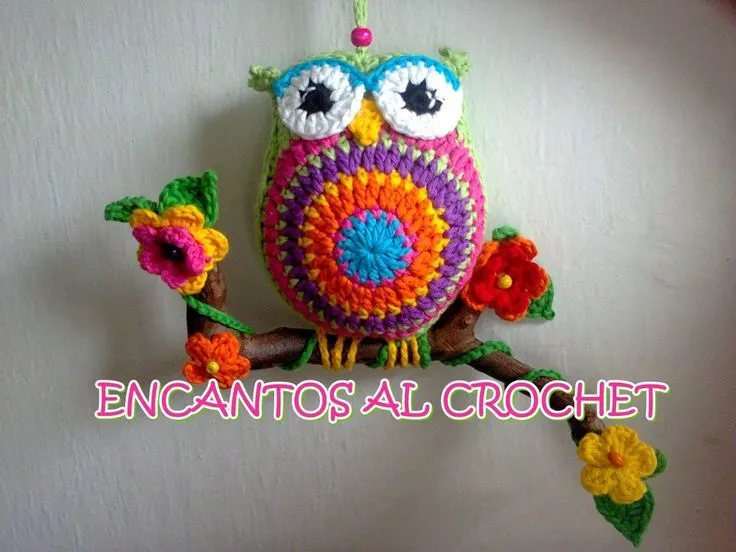 buho colgante con rama encantos al crochet | Crochet: ideas para ... buho colgante con rama encantos al crochet | Crochet: ideas para ...