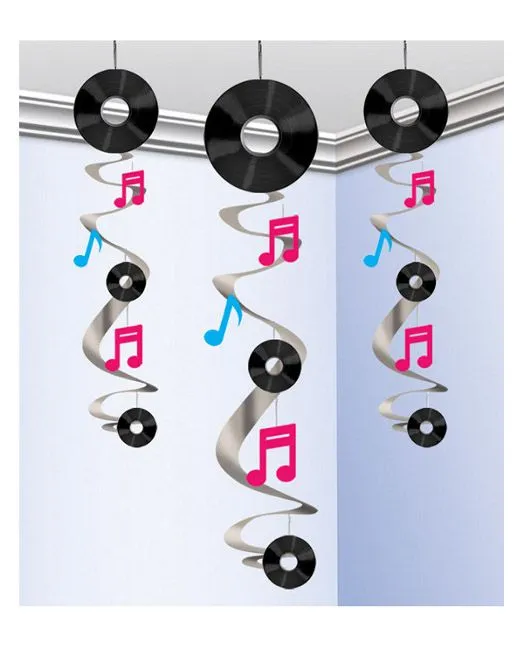5 Colgantes decorativos de notas musicales y discos 5 Colgantes decorativos de notas musicales y discos