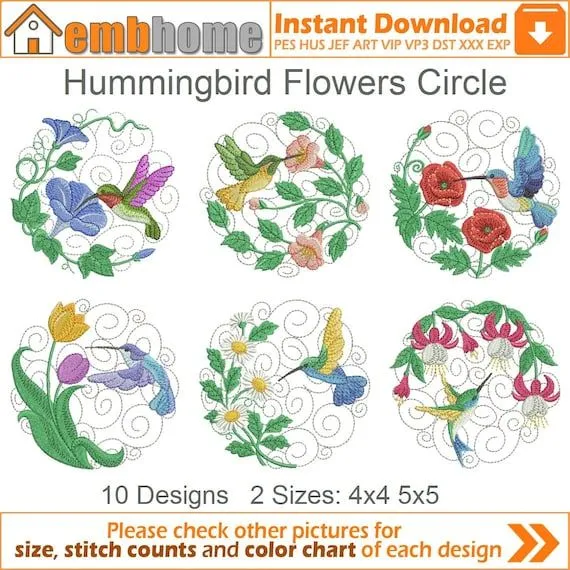 Colibrí Flores Círculo Máquina Bordado Diseños Pack Descarga - Etsy México Colibrí Flores Círculo Máquina Bordado Diseños Pack Descarga - Etsy México