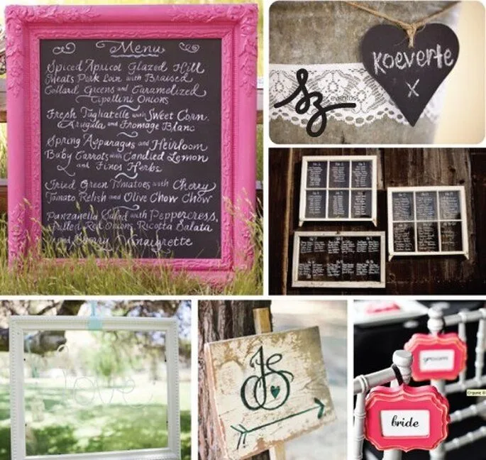 Collage de inspiración para crear un pizarrón para tu boda Collage de inspiración para crear un pizarrón para tu boda
