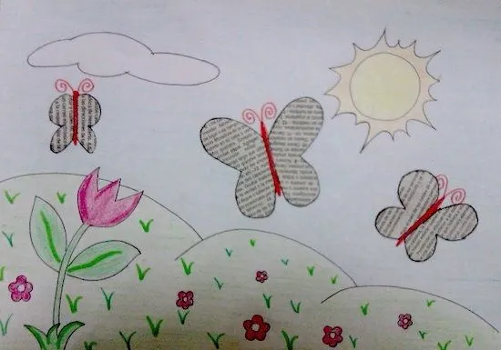 collage de mariposas con papel de periodico | Colegio - Primavera ... collage de mariposas con papel de periodico | Colegio - Primavera ...