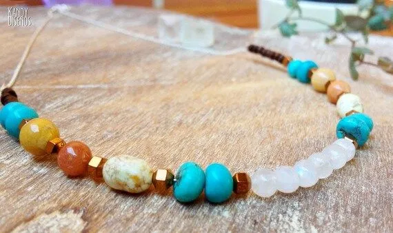 Collar Bohemio Piedra Lunar Moonstone. Collar por KandyDisenos Collar Bohemio Piedra Lunar Moonstone. Collar por KandyDisenos