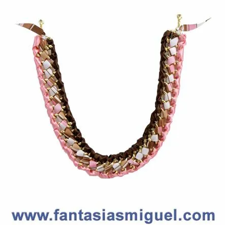 Collar De Cadena Con Listón Rosa/Café - Como Hacer Manualidades ... Collar De Cadena Con Listón Rosa/Café - Como Hacer Manualidades ...