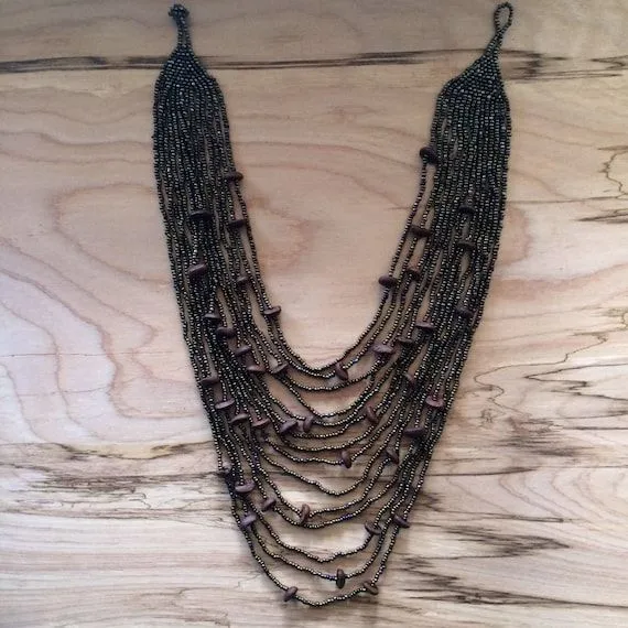 Collar de CAFÉ / Collar de Chaquira / Accesorios por FLORyFAUNA