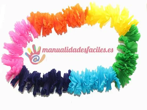 Como hacer un collar Hawaiano con papel | Manualidades faciles Como hacer un collar Hawaiano con papel | Manualidades faciles