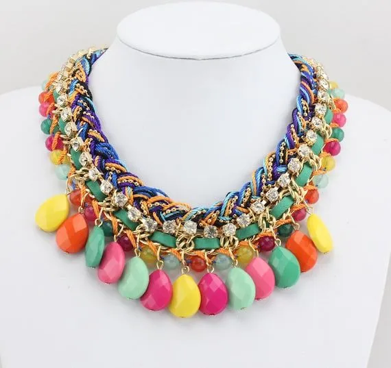 Collar llamativo Multicolor Collar Chunky por Necklace21 en Etsy