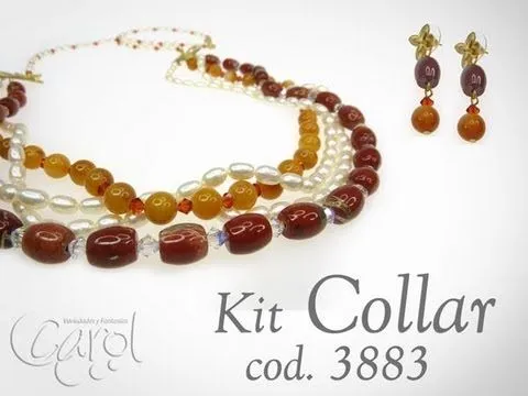 Como hacer un collar con piedras y perlas KIT 3883 - YouTube