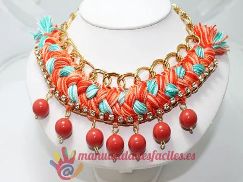 Como hacer un collar tejido con cadenas y abalorios | Manualidades ...