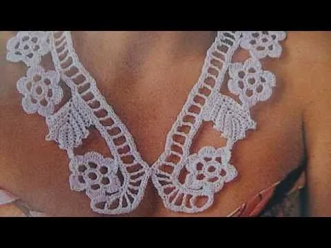 Collar/cuello tejido a crochet en cordonnet - YouTube