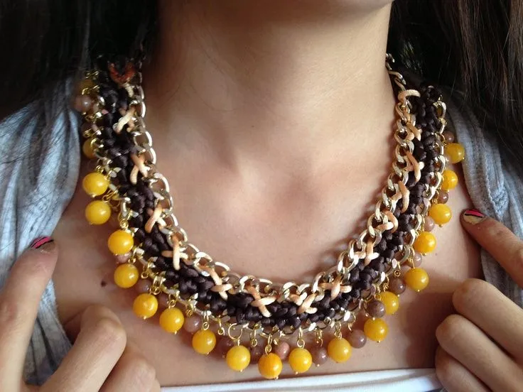 Collar trenzado con cadena, cola de rata y piedra. | Accessories ... Collar trenzado con cadena, cola de rata y piedra. | Accessories ...