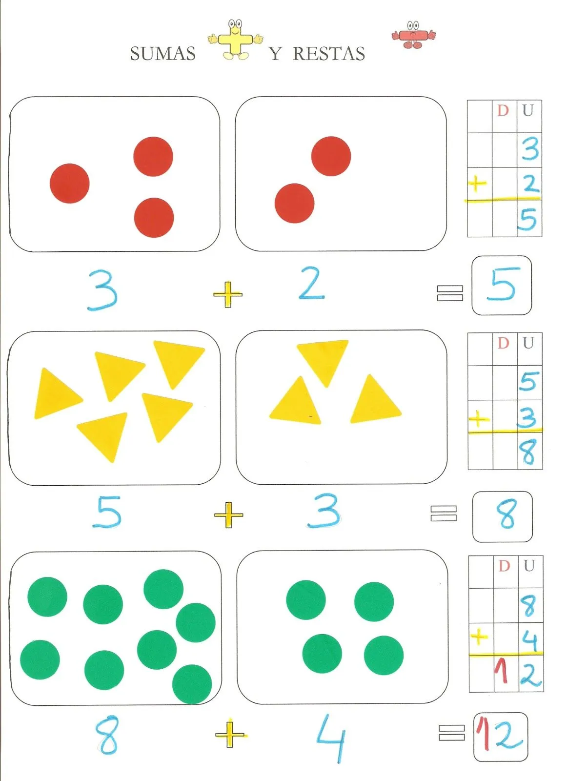 EL COLOR DE LA ESCUELA: SUMAR Y RESTAR CON APOYOS VISUALES