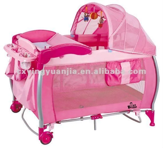 De color rosa nuevo diseño bebé parque infantil, cuna para bebés ...