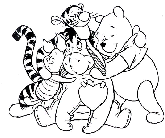 COLOREA TUS DIBUJOS: Winnie the Pooh abrazado con Todos su amigos COLOREA TUS DIBUJOS: Winnie the Pooh abrazado con Todos su amigos