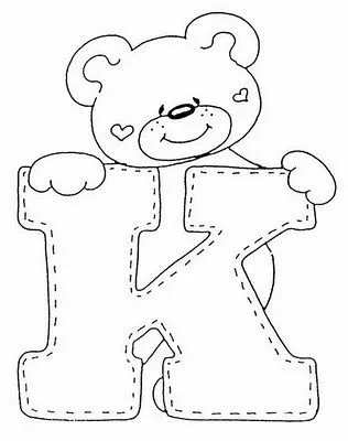 COLOREA TUS DIBUJOS: Abecederio de Osito corazon para colorear letra K