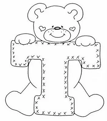 COLOREA TUS DIBUJOS: Abecederio de Osito corazon para colorear letra T COLOREA TUS DIBUJOS: Abecederio de Osito corazon para colorear letra T