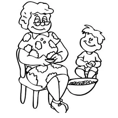 COLOREA TUS DIBUJOS: Abuela con nieto para colorear