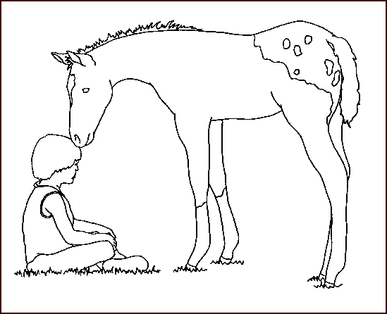 COLOREA TUS DIBUJOS: Caballo consolando niño para colorear
