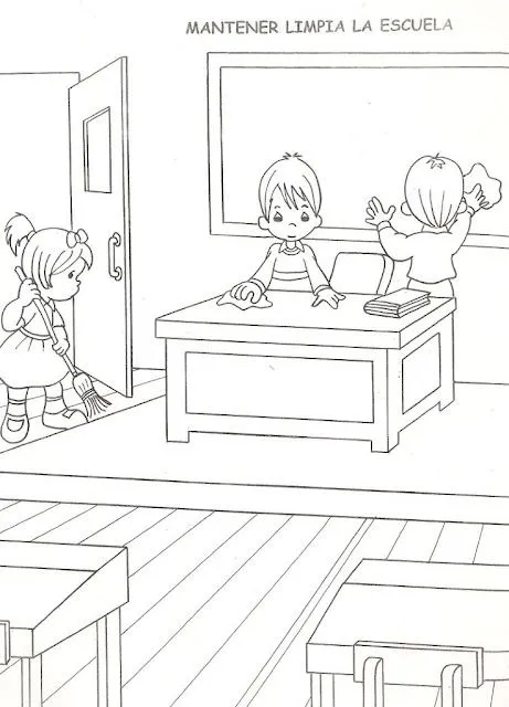 Preciosos Momentos: Manteniendo limpia la escuela ~ 4 Dibujo Preciosos Momentos: Manteniendo limpia la escuela ~ 4 Dibujo