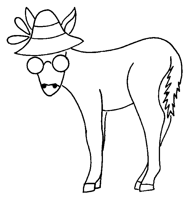 COLOREA TUS DIBUJOS: Burro con lentes y gorro para colorear COLOREA TUS DIBUJOS: Burro con lentes y gorro para colorear
