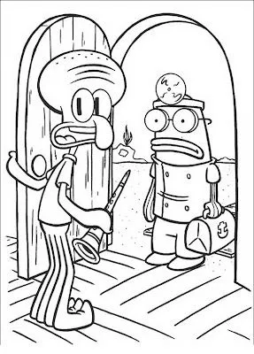 COLOREA TUS DIBUJOS: Calamardo Abriendo la puerta para colorear COLOREA TUS DIBUJOS: Calamardo Abriendo la puerta para colorear