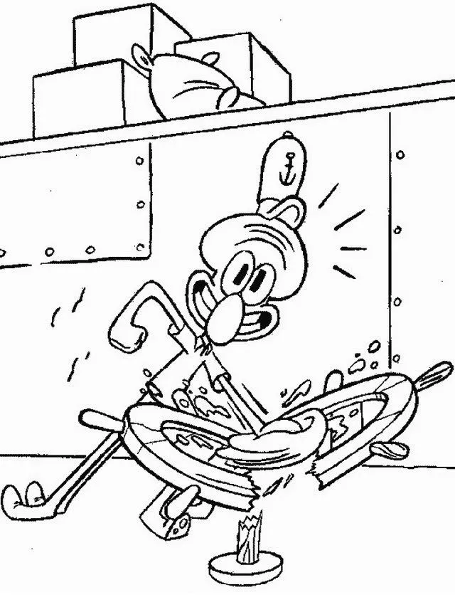 COLOREA TUS DIBUJOS: Calamardo limpiando mesa para colorear COLOREA TUS DIBUJOS: Calamardo limpiando mesa para colorear