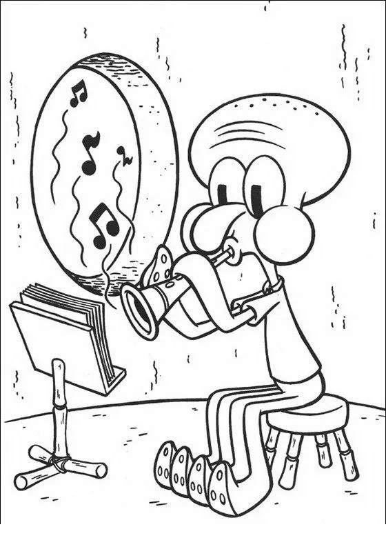 COLOREA TUS DIBUJOS: Calamardo Tocando el clarinete para colorear COLOREA TUS DIBUJOS: Calamardo Tocando el clarinete para colorear