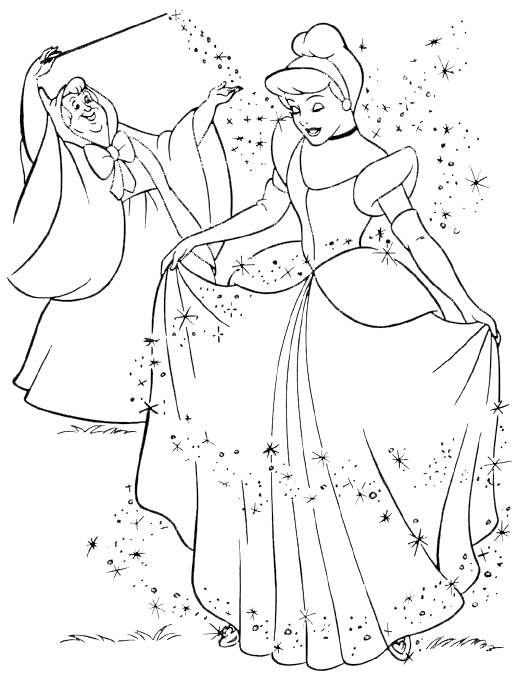 COLOREA TUS DIBUJOS: Cenicienta con Hada madrina para colorear