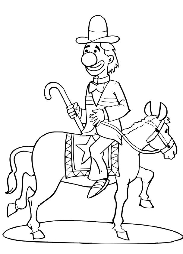 COLOREA TUS DIBUJOS: Dibujo de payaso montando a caballo para colorear