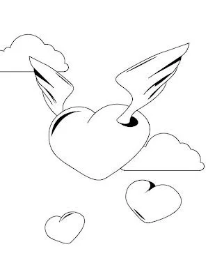 Corazón con Alas para colorear ~ 4 Dibujo Corazón con Alas para colorear ~ 4 Dibujo