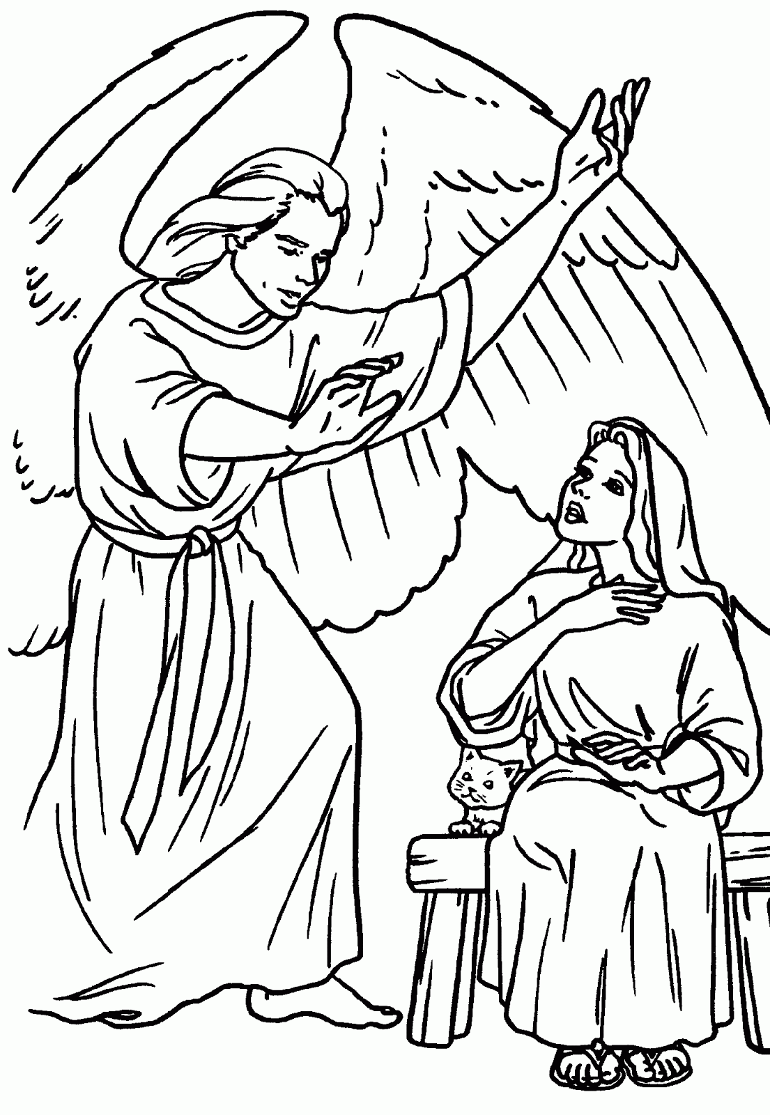 COLOREA TUS DIBUJOS: Dibujo de Maria y el angel Gabriel para dibujar COLOREA TUS DIBUJOS: Dibujo de Maria y el angel Gabriel para dibujar