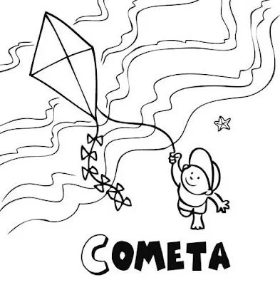 COLOREA TUS DIBUJOS: Dibujo de niño volando una cometa para colorear