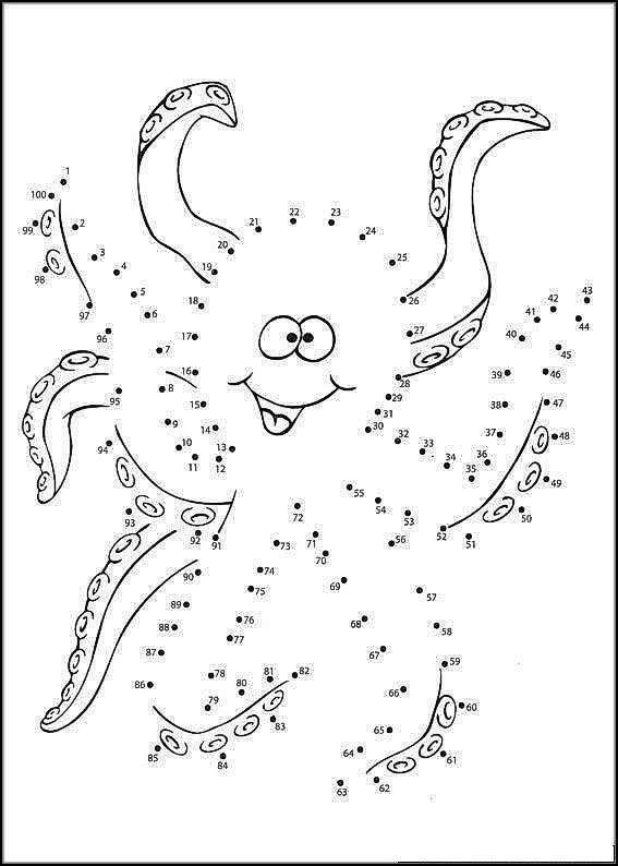 COLOREA TUS DIBUJOS: Dibujo de Pulpo para unir con puntos y colorear COLOREA TUS DIBUJOS: Dibujo de Pulpo para unir con puntos y colorear