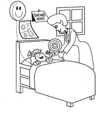 COLOREA TUS DIBUJOS: Doctora cuidando a niña en hospital COLOREA TUS DIBUJOS: Doctora cuidando a niña en hospital