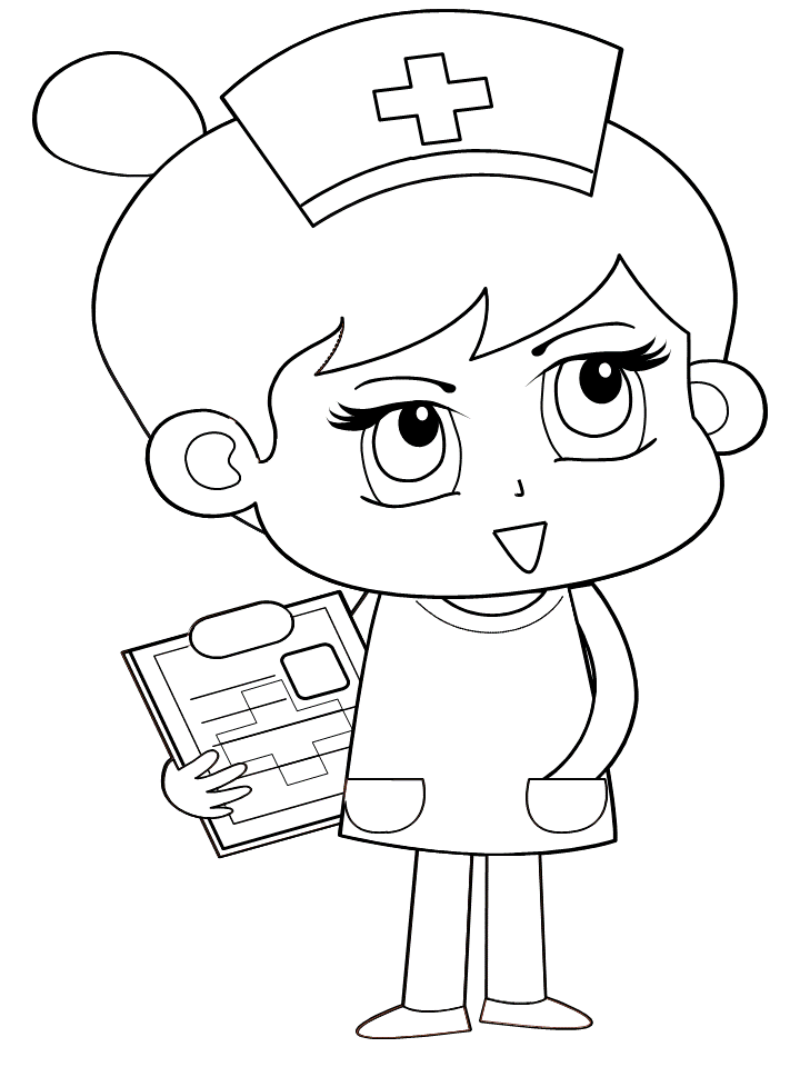 COLOREA TUS DIBUJOS: Enfermera con porta papeles para colorear
